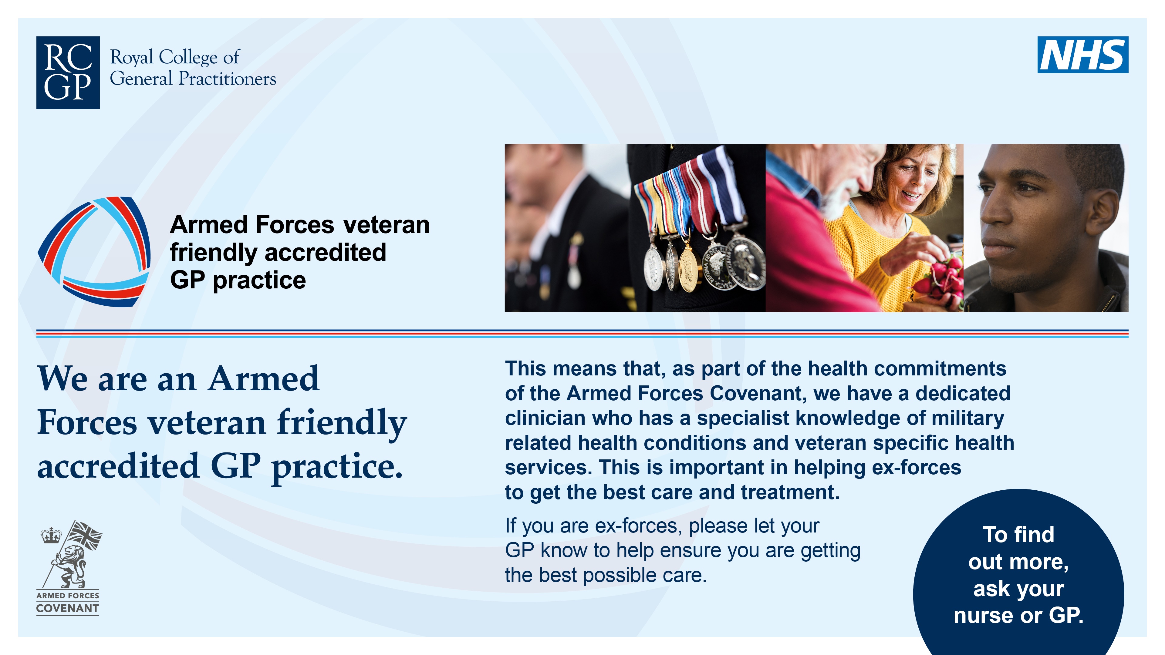 Armed Forces Veteran Friendly GP Practive image from the NHS